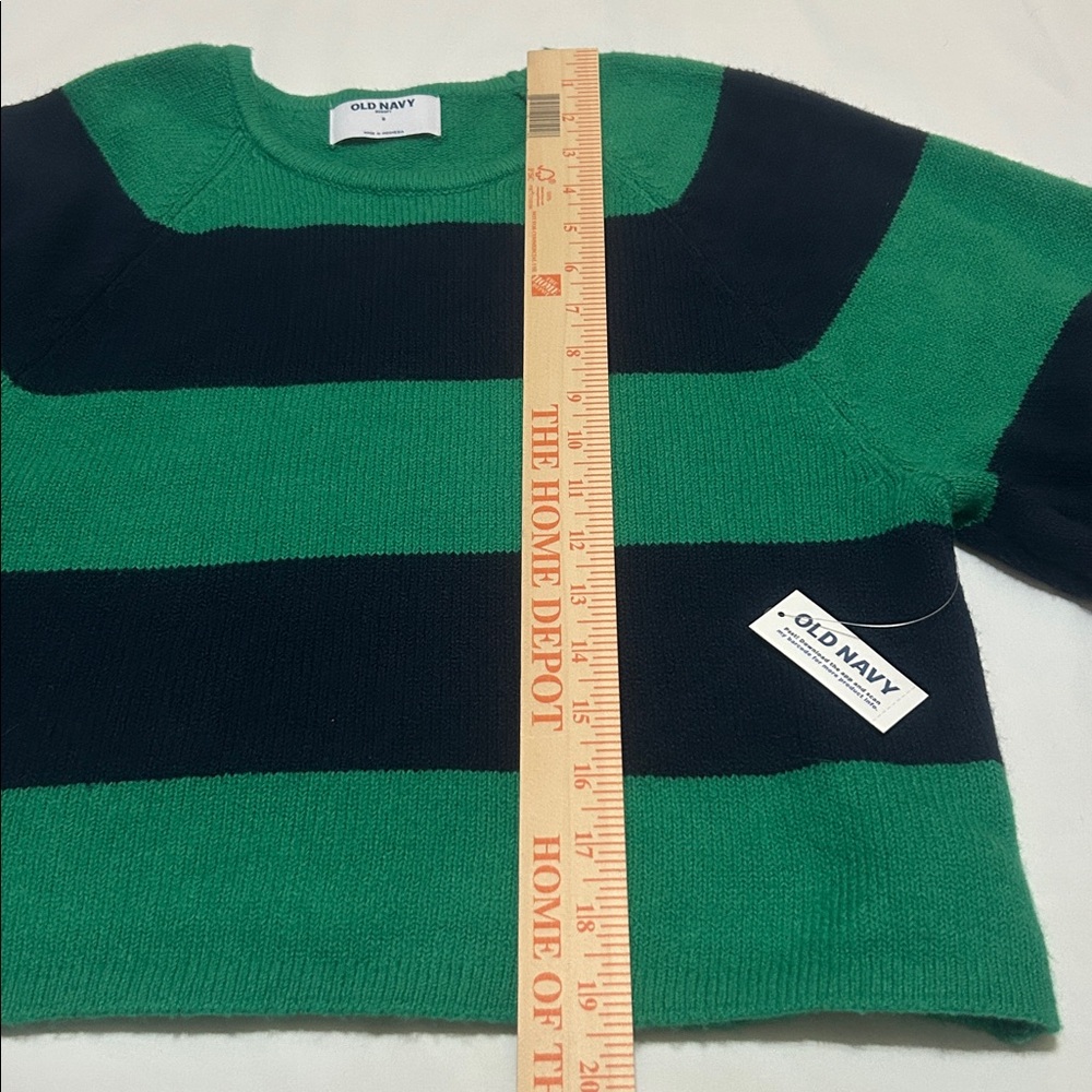 Old Navy Women's Crop Short Sleeves Sweater with Green and Blue Stripes L NWT - Picture 8 of 11